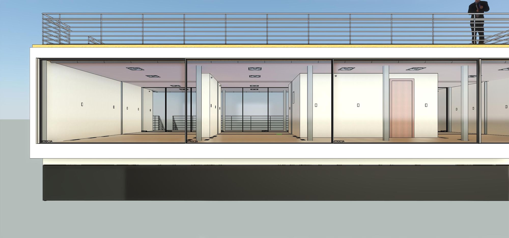 Frameless windows connect the outdoors to indoor.
